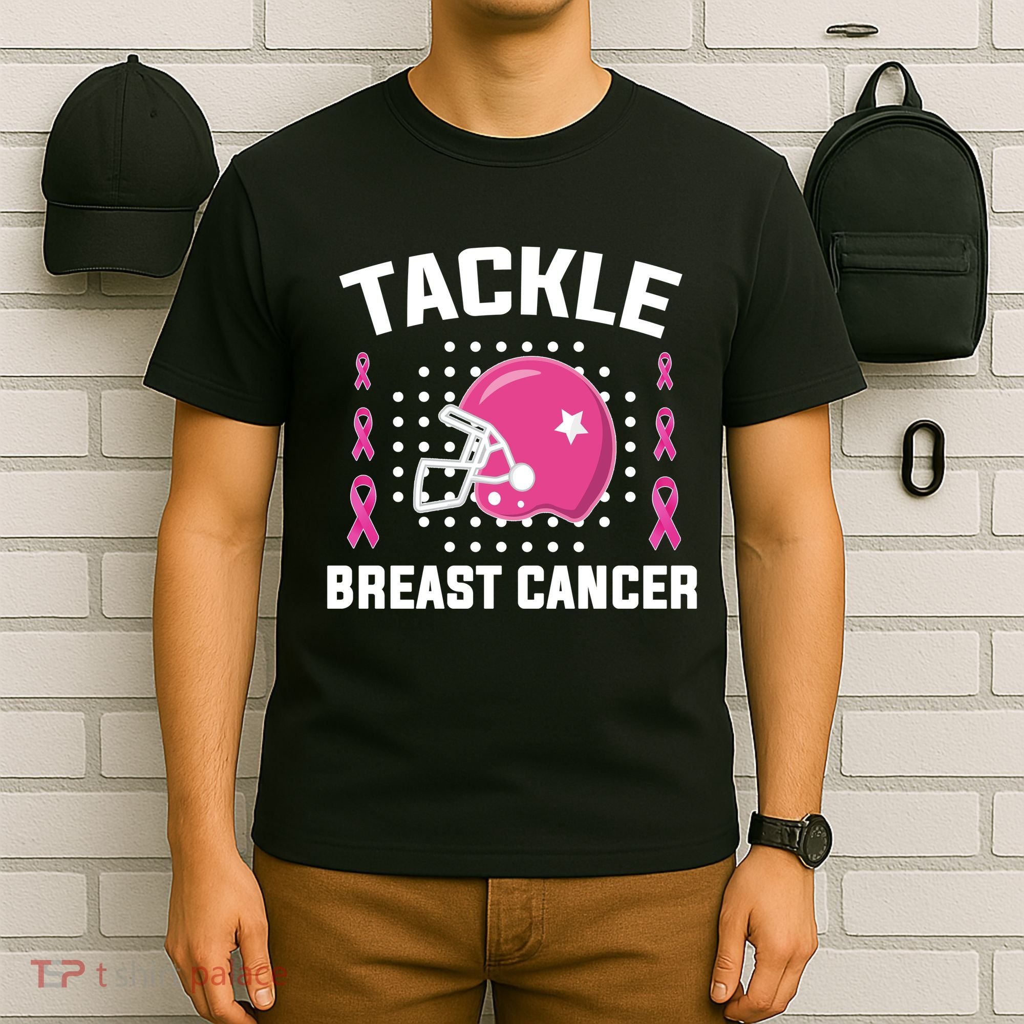 Tackle Breast Cancer Football Helmet T-Shirt