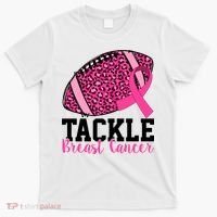 Tackle Breast Cancer Football Ribbon Awareness T-Shirt thumb 0