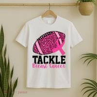Tackle Breast Cancer Football Ribbon Awareness T-Shirt thumb 2