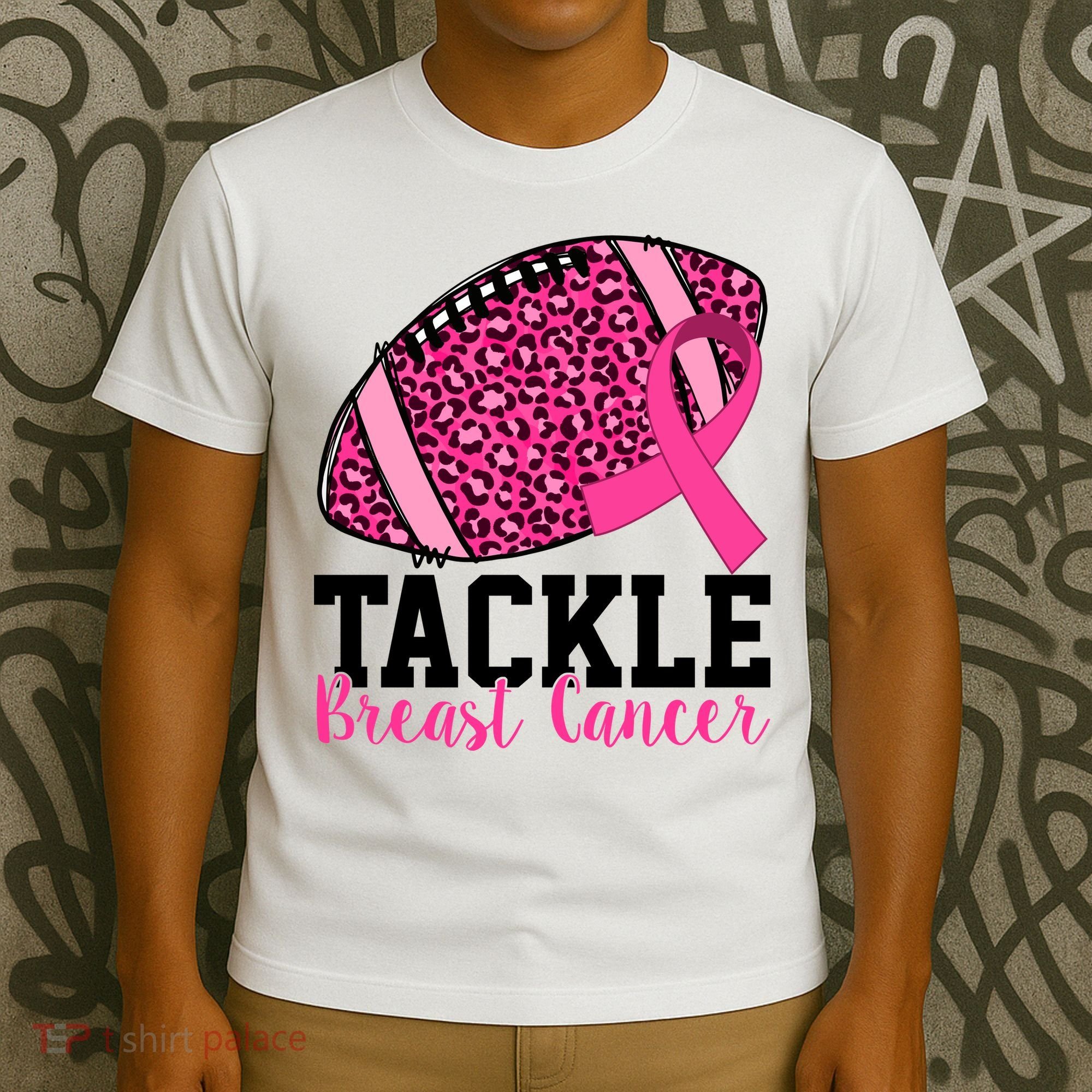 Tackle Breast Cancer Football Ribbon Awareness T-Shirt