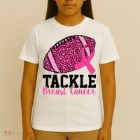 Tackle Breast Cancer Football Ribbon Awareness T-Shirt thumb 4