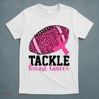 Tackle Breast Cancer Football Ribbon Awareness T-Shirt thumb 5