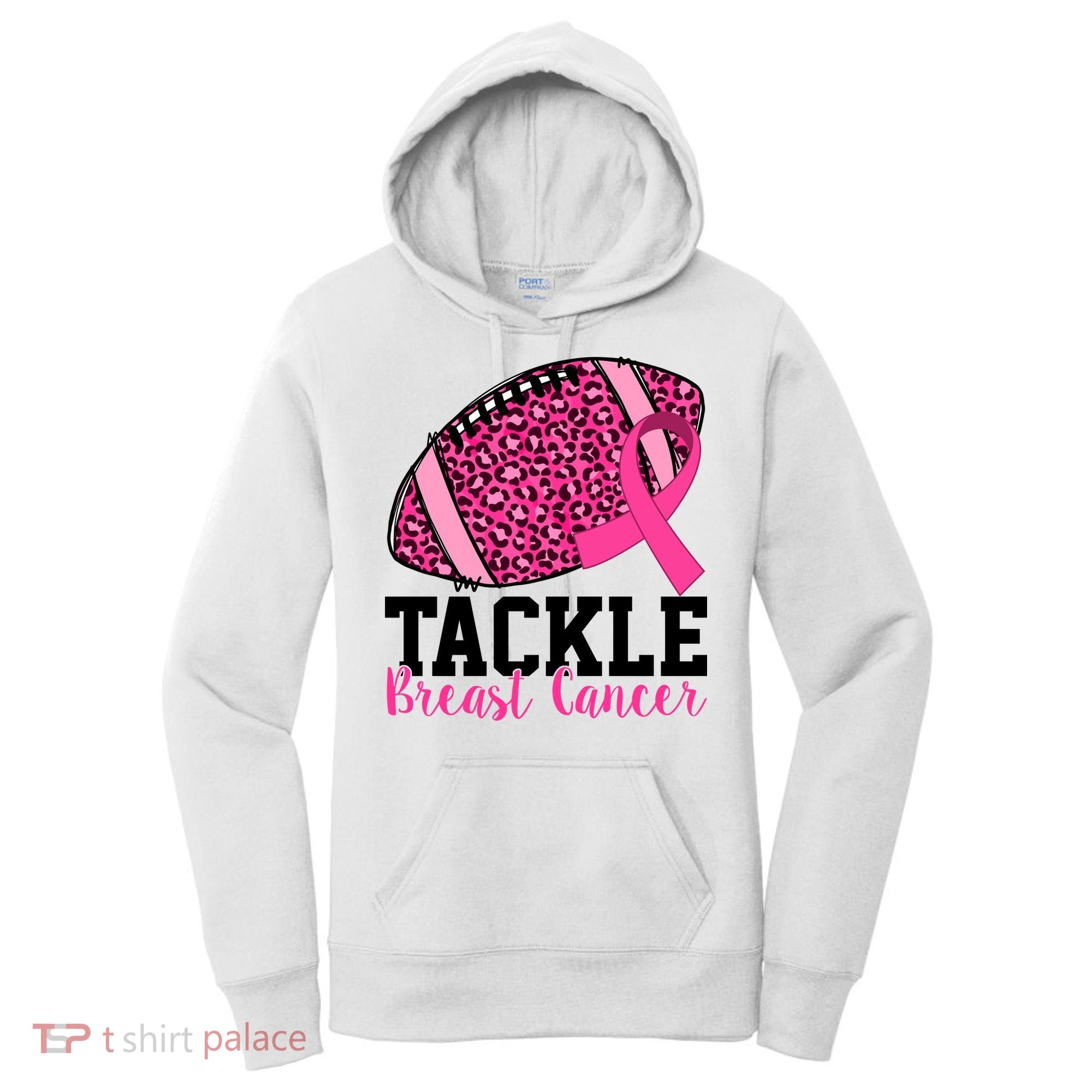 Tackle Breast Cancer Football Ribbon Awareness Women's Hoodie
