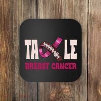 Tackle Breast Cancer Awareness Football Coaster thumb 0