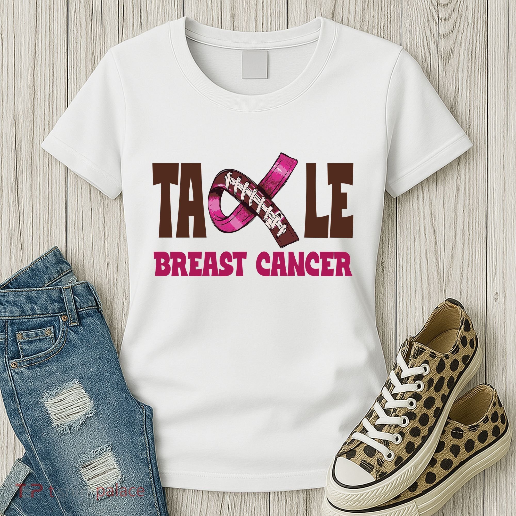 Tackle Breast Cancer Awareness Football Women's T-Shirt