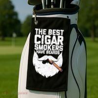 The Best Cigar Smokers Have Beards Cigar Bearded Dad Golf Towel thumb 2