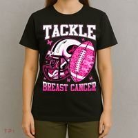 Tackle Breast Cancer Awareness Pink Ribbon Football T-Shirt thumb 4
