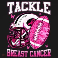Tackle Breast Cancer Awareness Pink Ribbon Football T-Shirt thumb 7