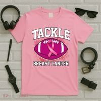 Tackle Breast Cancer Ribbon Football T-Shirt thumb 5