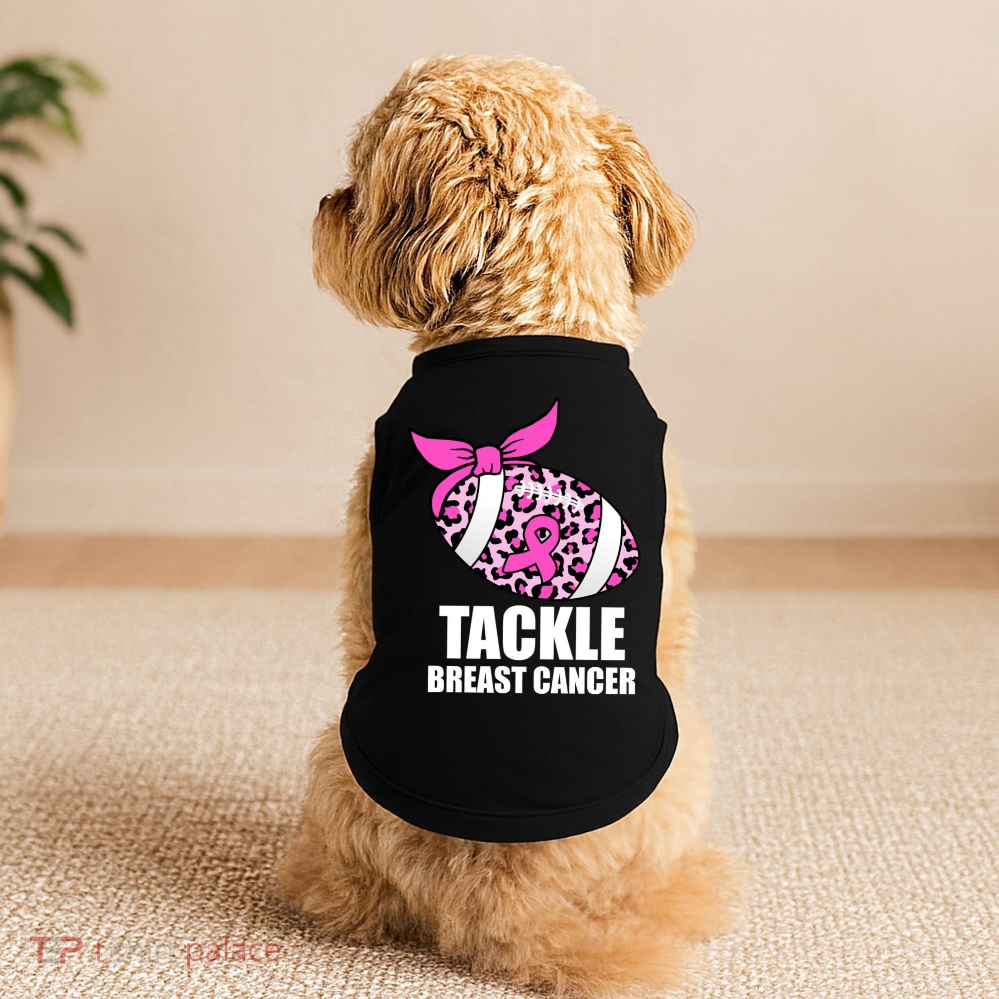 Tackle Breast Cancer Pink Leopard Football Doggie Tank