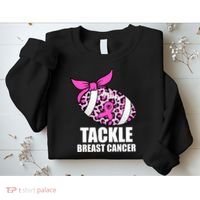 Tackle Breast Cancer Pink Leopard Football Sweatshirt thumb 2