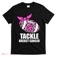 Tackle Breast Cancer Pink Leopard Football T-Shirt thumb 0