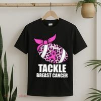 Tackle Breast Cancer Pink Leopard Football T-Shirt thumb 2