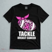 Tackle Breast Cancer Pink Leopard Football T-Shirt thumb 5