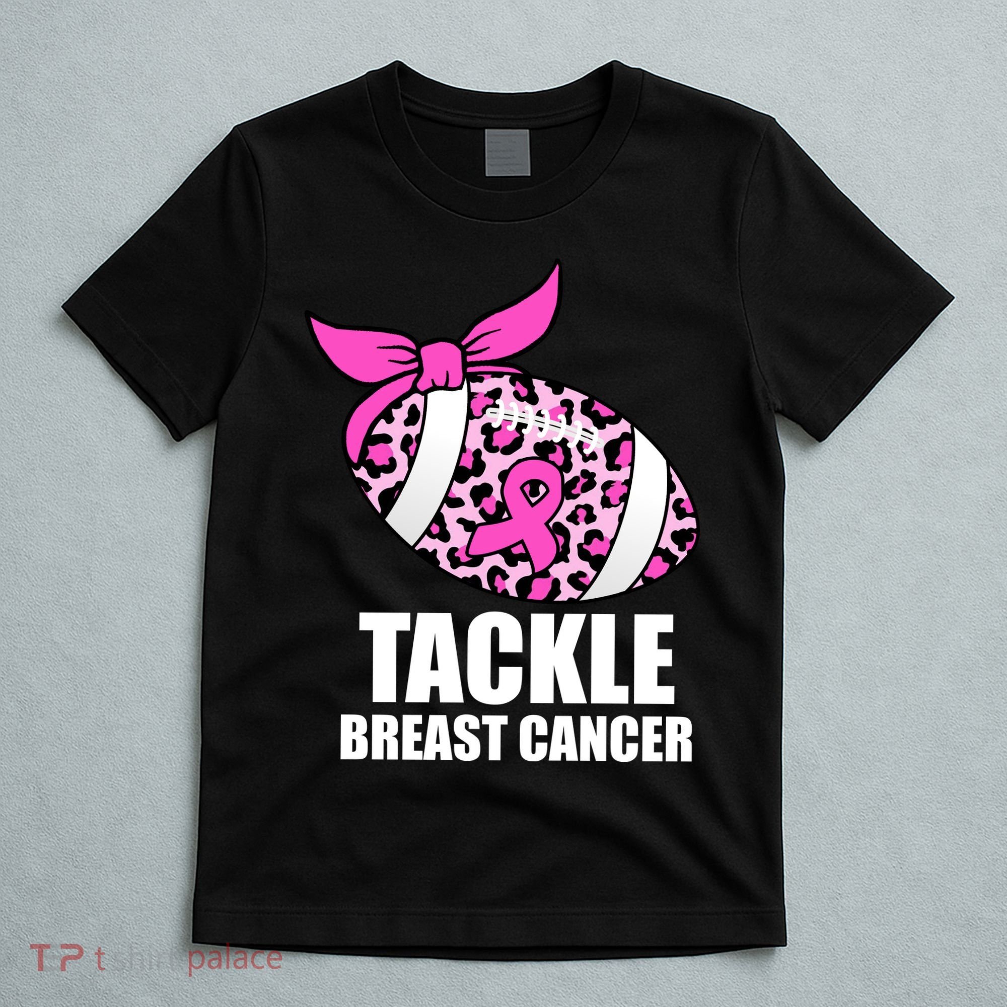 Tackle Breast Cancer Pink Leopard Football T-Shirt
