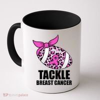 Tackle Breast Cancer Pink Leopard Football Coffee Mug thumb 0