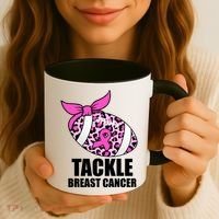 Tackle Breast Cancer Pink Leopard Football Coffee Mug thumb 3