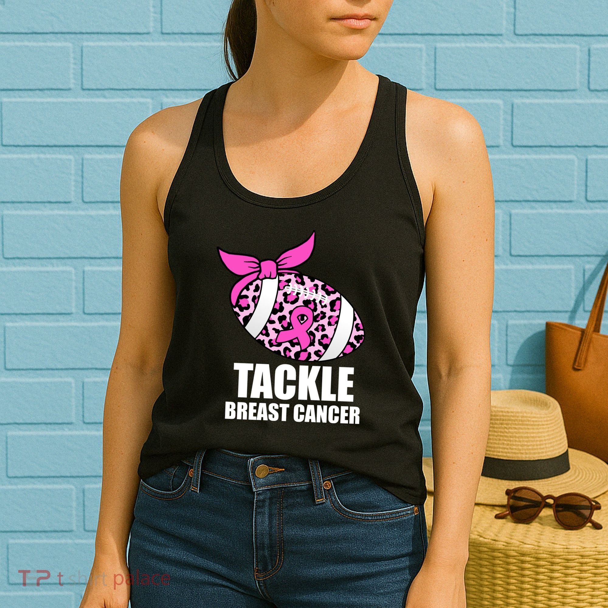 Tackle Breast Cancer Pink Leopard Football Women's Tank Top