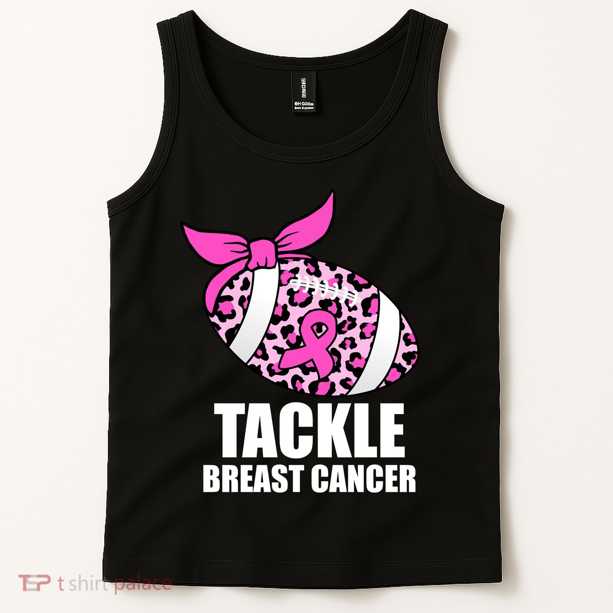 Tackle Breast Cancer Pink Leopard Football Tank Top