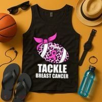 Tackle Breast Cancer Pink Leopard Football Tank Top thumb 4