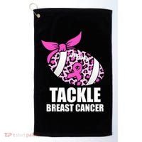 Tackle Breast Cancer Pink Leopard Football Golf Towel thumb 0