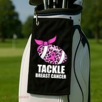 Tackle Breast Cancer Pink Leopard Football Golf Towel thumb 2