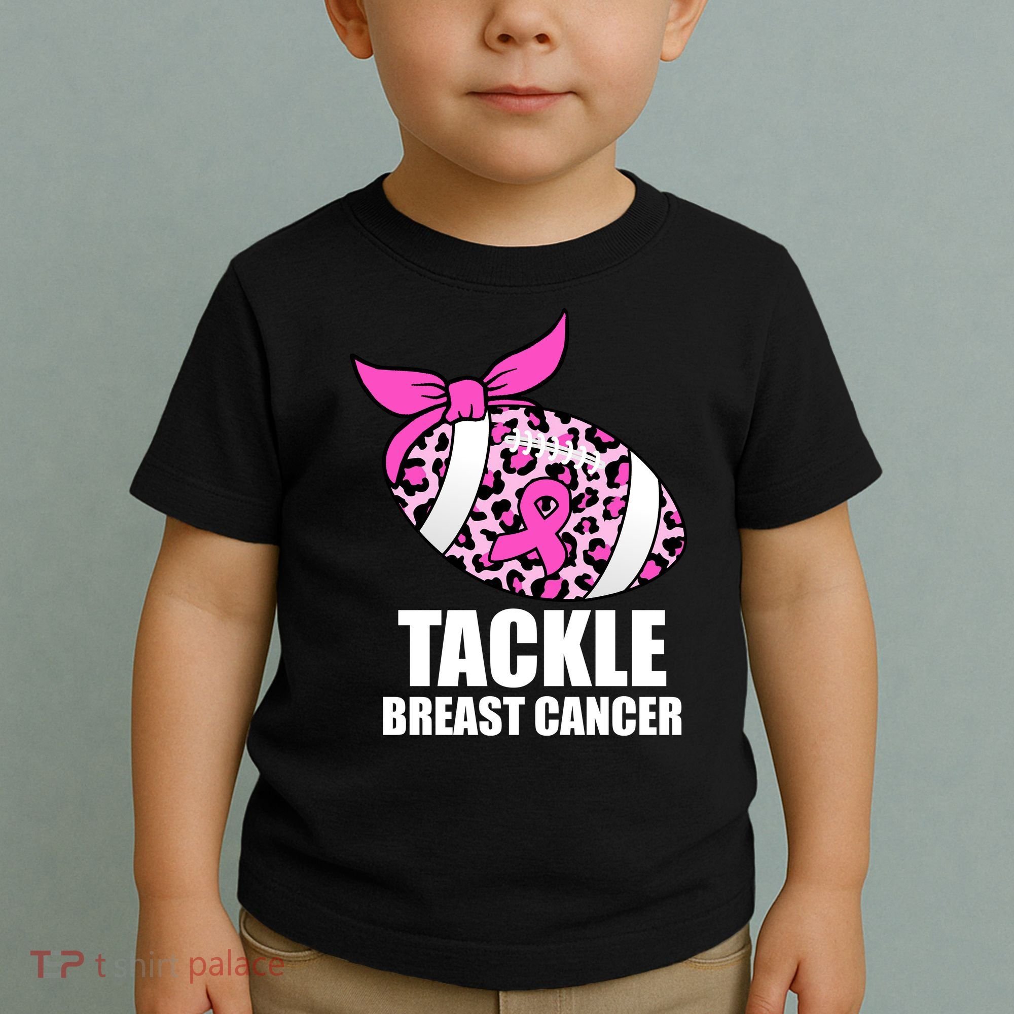 Tackle Breast Cancer Pink Leopard Football Toddler T-Shirt