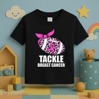 Tackle Breast Cancer Pink Leopard Football Toddler T-Shirt thumb 3
