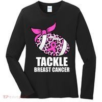 Tackle Breast Cancer Pink Leopard Football Women's Long Sleeve Shirt thumb 0