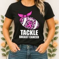 Tackle Breast Cancer Pink Leopard Football Women's T-Shirt thumb 2