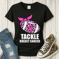 Tackle Breast Cancer Pink Leopard Football Women's T-Shirt thumb 3