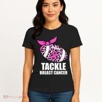 Tackle Breast Cancer Pink Leopard Football Women's T-Shirt thumb 4