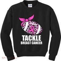 Tackle Breast Cancer Pink Leopard Football Kids Sweatshirt thumb 0