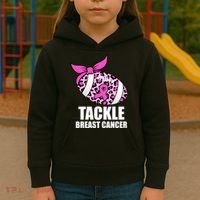 Tackle Breast Cancer Pink Leopard Football Kids Hoodie thumb 3