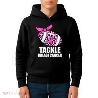 Tackle Breast Cancer Pink Leopard Football Kids Hoodie thumb 4