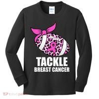 Tackle Breast Cancer Pink Leopard Football Kids Long Sleeve Shirt thumb 0