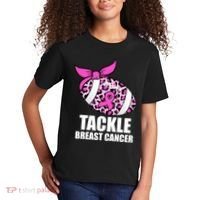 Tackle Breast Cancer Pink Leopard Football Kids T-Shirt thumb 2