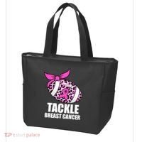 Tackle Breast Cancer Pink Leopard Football Tote Bag thumb 3