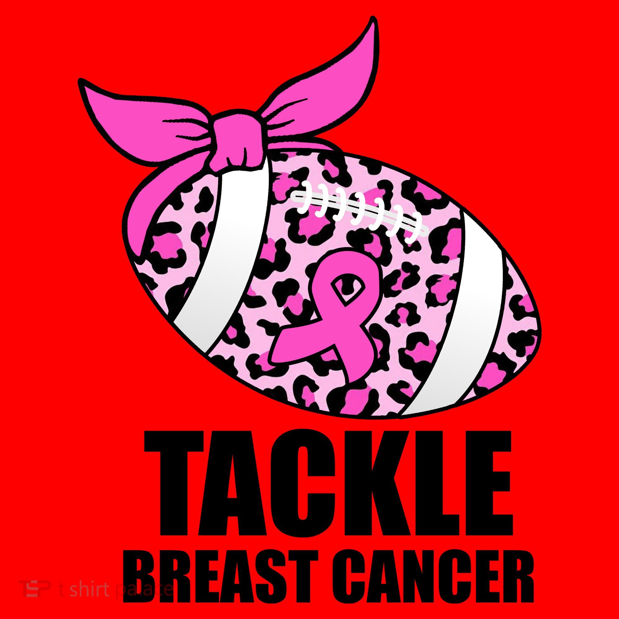 Tackle Breast Cancer Pink Leopard Football Santa Hat