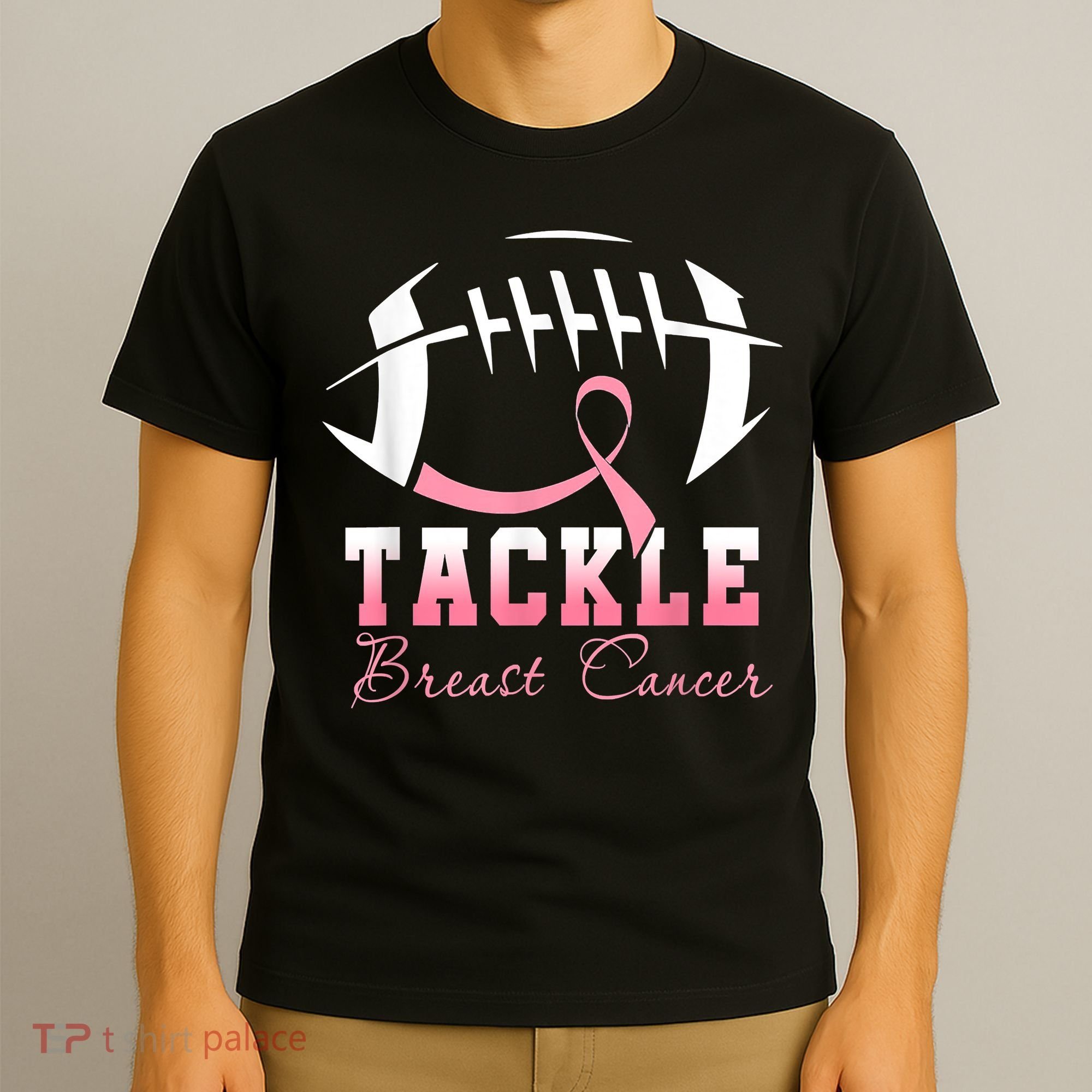 Tackle Breast Cancer Awareness Football Pink Ribbon Boys T-Shirt