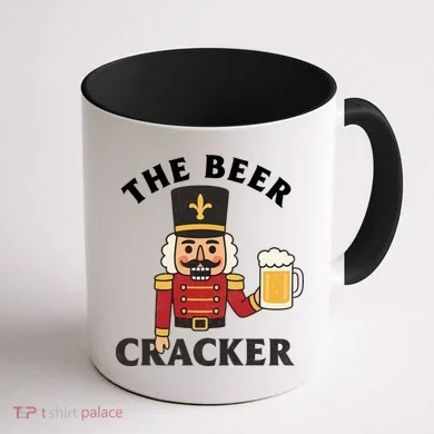 The Beer Cracker Funny Nutcracker Christmas Coffee Mug back