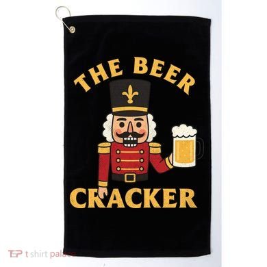 The Beer Cracker Funny Nutcracker Christmas Golf Towel