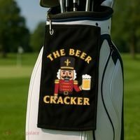 The Beer Cracker Funny Nutcracker Christmas Golf Towel thumb 2