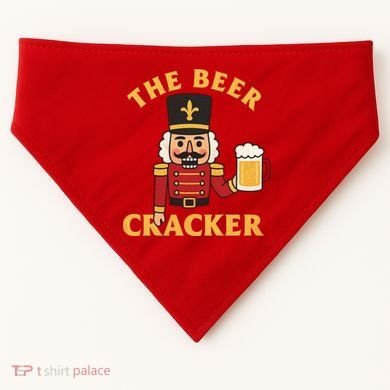 The Beer Cracker Funny Nutcracker Christmas USA-Made Doggie Bandana