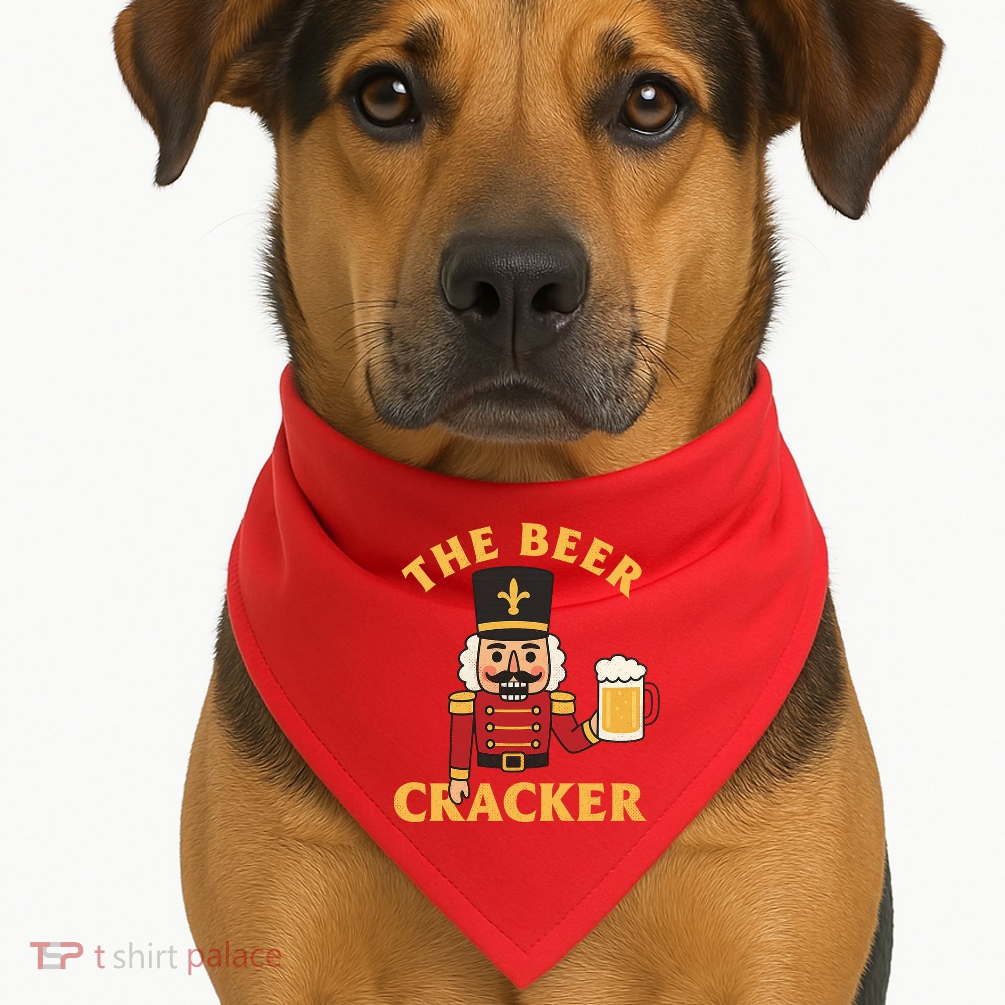 The Beer Cracker Funny Nutcracker Christmas USA-Made Doggie Bandana