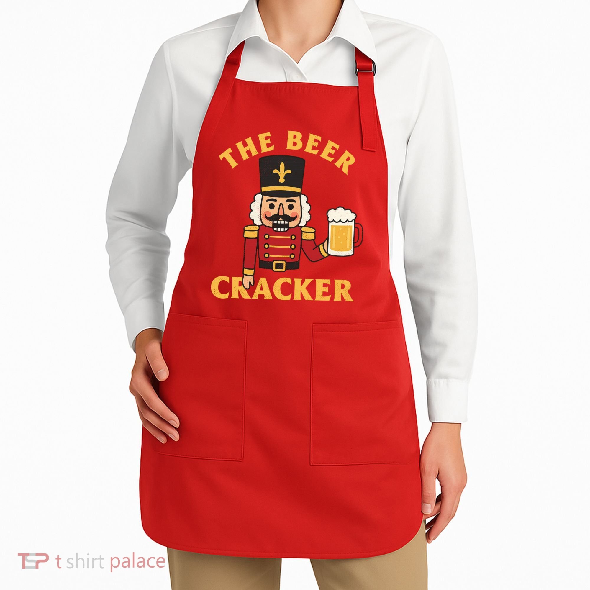 The Beer Cracker Funny Nutcracker Christmas Apron