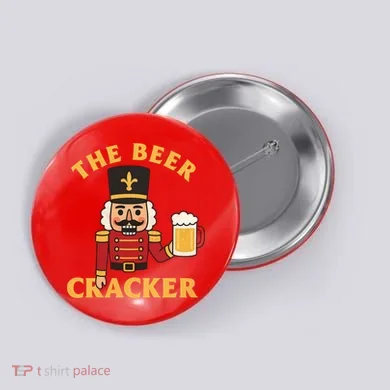 The Beer Cracker Funny Nutcracker Christmas Button
