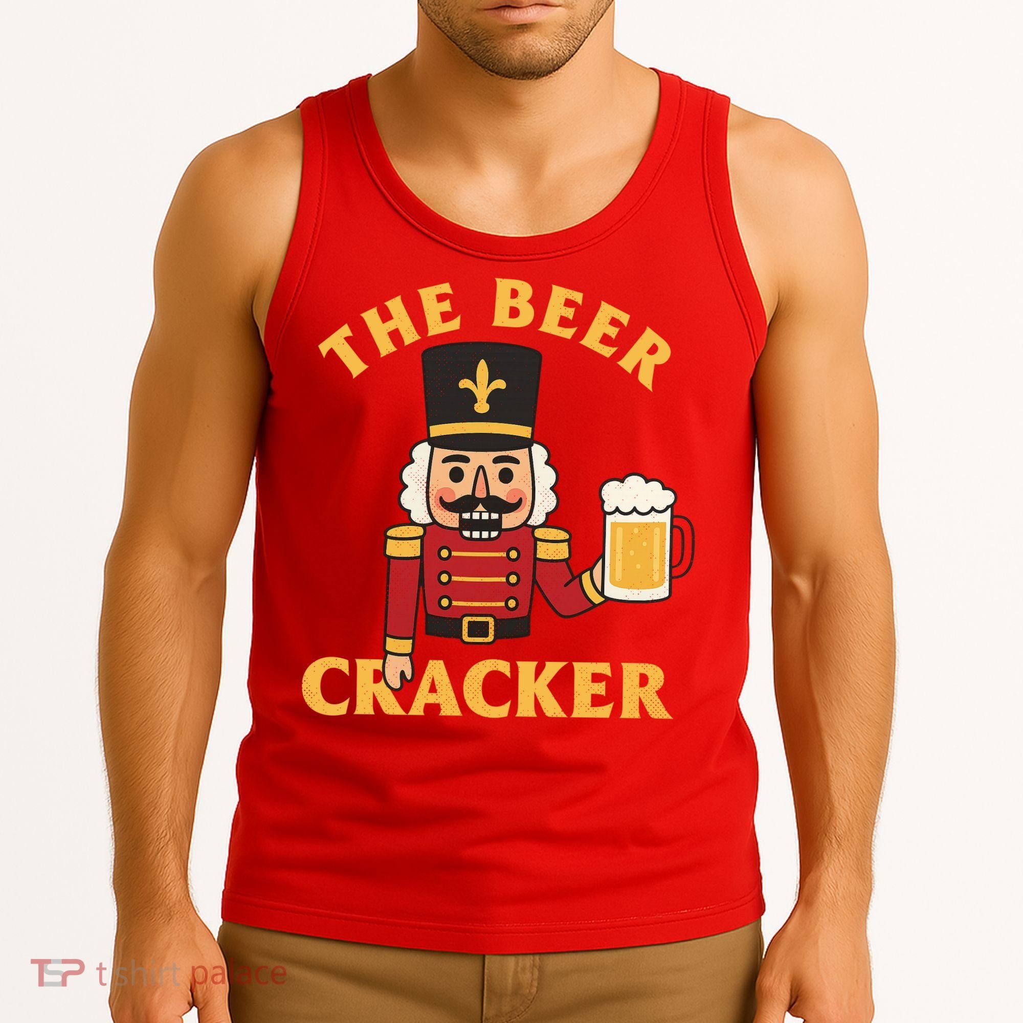 The Beer Cracker Funny Nutcracker Christmas Tank Top