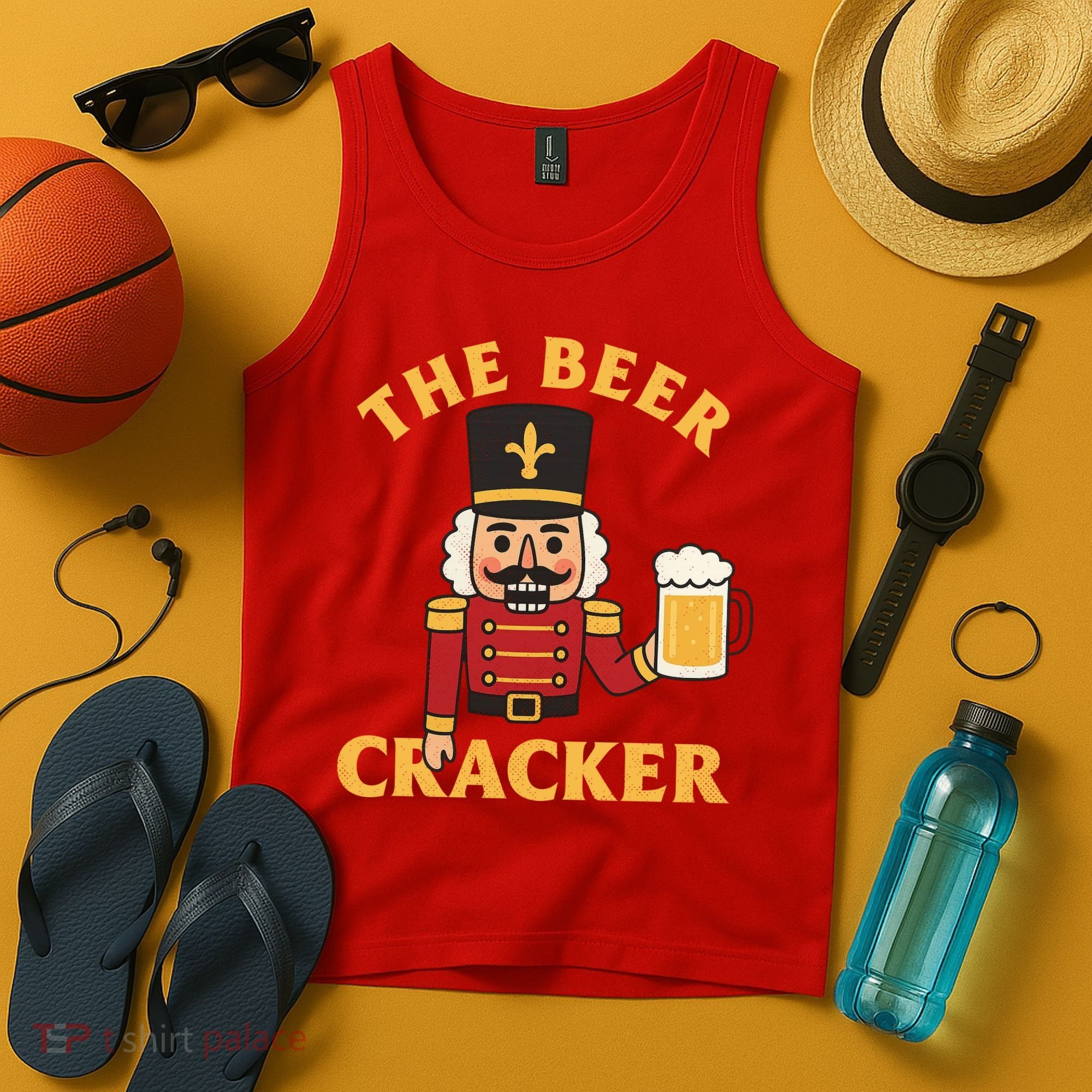 The Beer Cracker Funny Nutcracker Christmas Tank Top