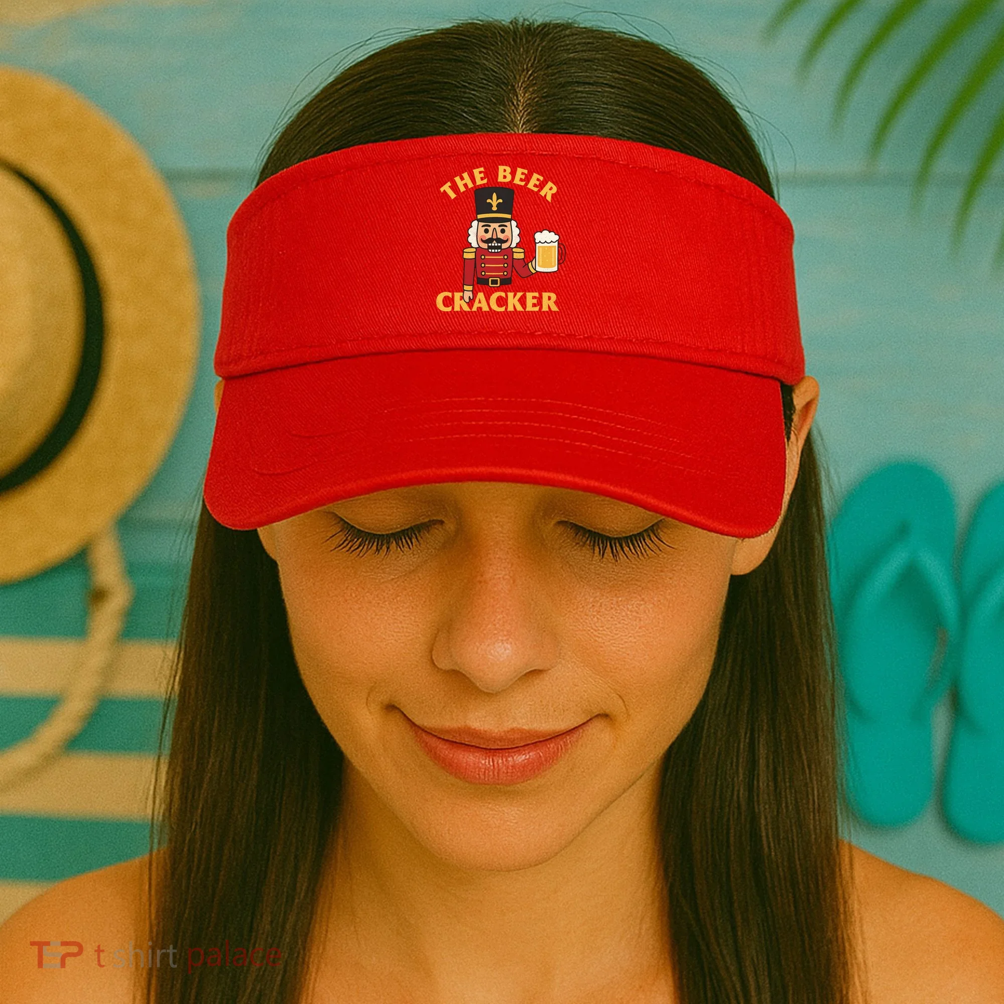 The Beer Cracker Funny Nutcracker Christmas Visor